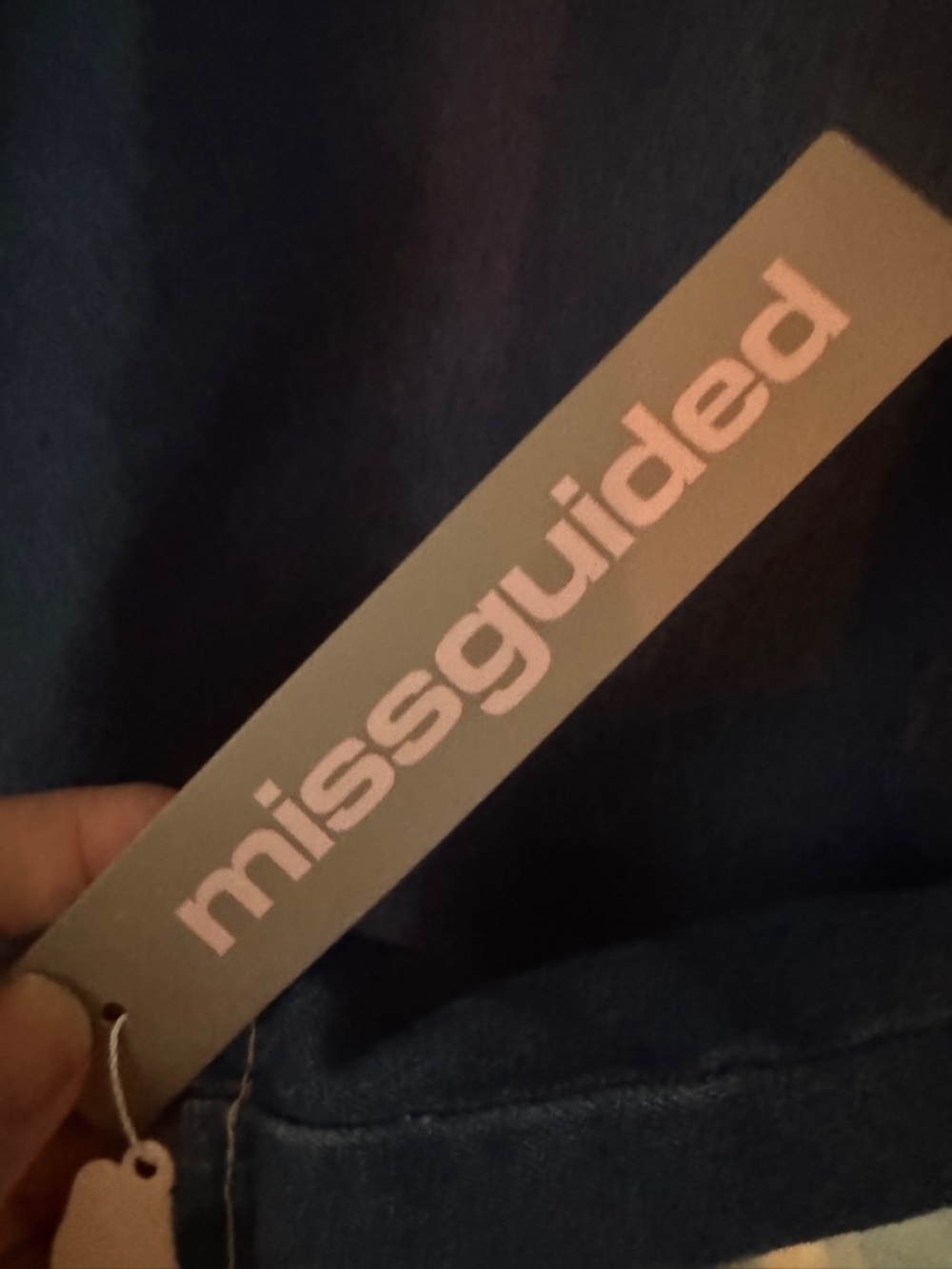 NWT Missguided Denim Tie-Front Mini Dress - Retro 90s Style - L - Picture 6 of 7